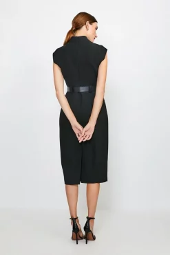 Budget 😍 Karen Millen Forever Cap Sleeve Belted Midi 👗 Dress ✨ -Workwear Shop akk94300 black xl 2