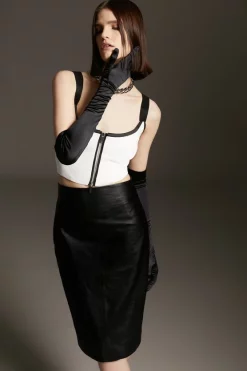 Best Sale 😉 Karen Millen Leather Pencil 👗 Skirt ❤️ -Workwear Shop akk94413 black xl 5