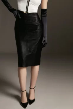 Best Sale 😉 Karen Millen Leather Pencil 👗 Skirt ❤️ -Workwear Shop akk94413 black xl 6