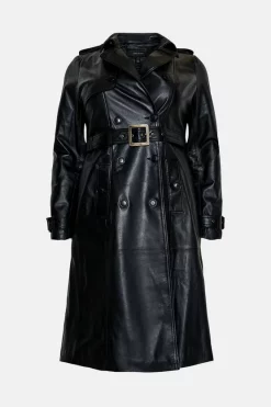 Wholesale 🥰 Karen Millen Plus Size Leather Trench 🧥 Coat 👍 -Workwear Shop akk94841 black xl 5