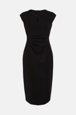 Deals ✨ Karen Millen Compact Stretch Envelope Neck Pencil Midi 👗 Dress 😉 -Workwear Shop akk95241 black xl 3