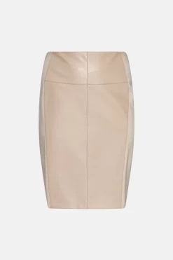 Hot Sale ❤️ Karen Millen Plus Size Faux Leather Ponte Panelled 👗 Skirt 😍 -Workwear Shop akk95261 nude xl 3