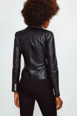 Top 10 ⭐ Karen Millen Leather Gold Button Blazer 💯 -Workwear Shop akk95684 black xl 2