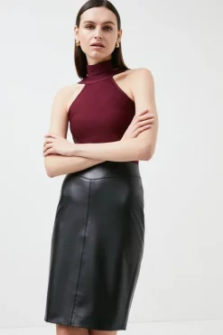 Top 10 ⌛ Karen Millen Faux Leather Pencil 👗 Skirt 🥰 -Workwear Shop akk95743 black xl 1