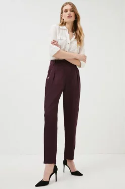 Best Pirce 💯 Karen Millen Linen Mix Soft Military Detail Capri Trousers 🧨
