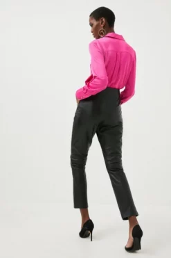 Cheap 💯 Karen Millen Leather Button Detail Trouser 🌟 -Workwear Shop akk97851 black xl 2 1