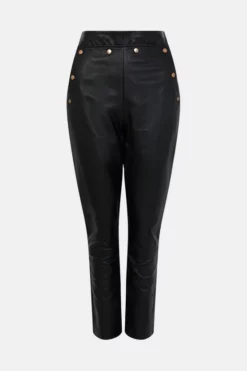 Cheap 💯 Karen Millen Leather Button Detail Trouser 🌟 -Workwear Shop akk97851 black xl 3