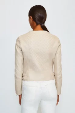 Outlet 🎁 Karen Millen Leather Quilted Biker Jacket ❤️ -Workwear Shop akk97862 beige xl 2
