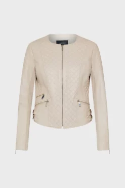 Outlet 🎁 Karen Millen Leather Quilted Biker Jacket ❤️ -Workwear Shop akk97862 beige xl 3