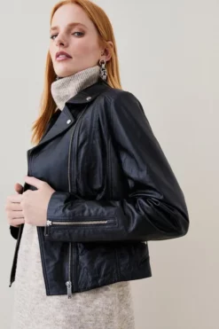 Top 10 🔥 Karen Millen Leather Signature Biker Jacket ⌛