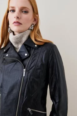 Top 10 🔥 Karen Millen Leather Signature Biker Jacket ⌛ -Workwear Shop akk97863 black xl 4
