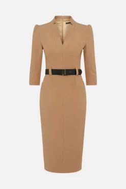 Hot Sale 💯 Karen Millen Forever Belted Midi 👗 Dress 🌟 -Workwear Shop akk97973 camel xl 4