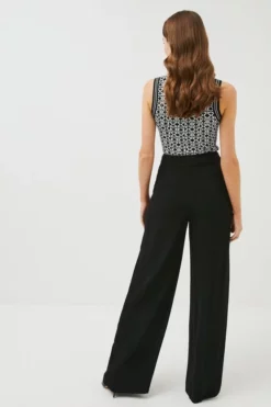 Best reviews of 😀 Karen Millen Viscose Satin Back Crepe Wide Leg Trousers 💯 -Workwear Shop akk98116 black xl 2