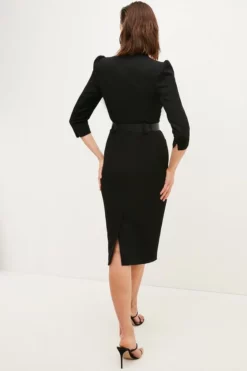 Flash Sale 🔔 Karen Millen Forever Belted Midi Pencil 👗 Dress 🎉 -Workwear Shop akk98379 black xl 2