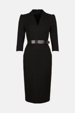 Flash Sale 🔔 Karen Millen Forever Belted Midi Pencil 👗 Dress 🎉 -Workwear Shop akk98379 black xl 3