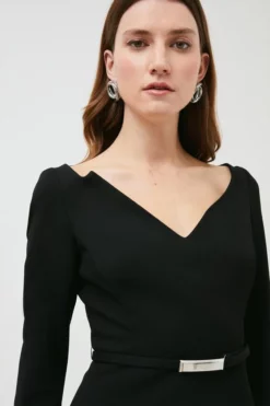 New 💯 Karen Millen Forever Bar Belt Midi 👗 Dress ⭐ -Workwear Shop akk98380 black xl 1 1