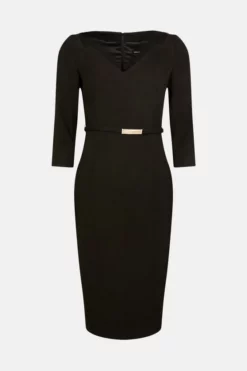 New 💯 Karen Millen Forever Bar Belt Midi 👗 Dress ⭐ -Workwear Shop akk98380 black xl 3