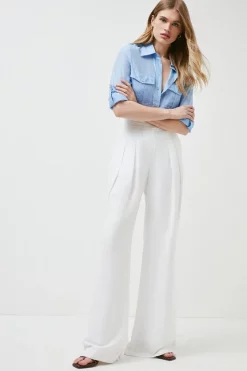 Top 10 โ๏ธ Karen Millen Linen Blend High Waist Wide Leg Trouser โ๏ธ