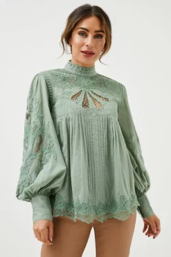 Cheap ⌛ Karen Millen Lydia Millen Cutwork Embroidery Woven Blouse 👏