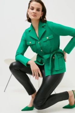 Flash Sale ⭐ Karen Millen Belted Bandage Knit Utility Jacket 🧨 -Workwear Shop bkk00249 green xl 2