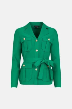 Flash Sale ⭐ Karen Millen Belted Bandage Knit Utility Jacket 🧨 -Workwear Shop bkk00249 green xl 3