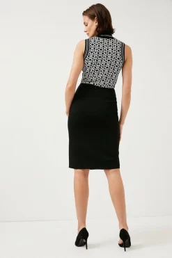 Brand new 🔔 Karen Millen Compact Stretch Viscose Button Pencil 👗 Skirt 👍 -Workwear Shop bkk00619 black xl 2
