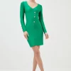 Best reviews of ✨ Karen Millen Petite Bandage Knit Trimmed Wrap Front 👗 Dress 🔔