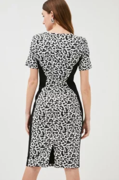 Budget 🔥 Karen Millen Jacquard Leopard Ponte Panelled Midi 👗 Dress 🥰 -Workwear Shop bkk00892 black xl 2