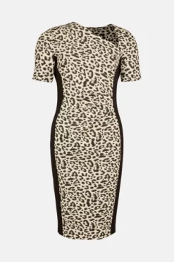 Budget 🔥 Karen Millen Jacquard Leopard Ponte Panelled Midi 👗 Dress 🥰 -Workwear Shop bkk00892 black xl 3