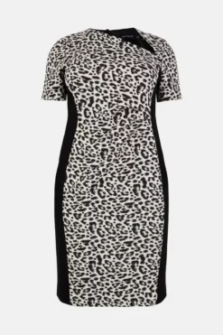 Flash Sale 🎉 Karen Millen Plus Size Jacquard Leopard Ponte Panelled Midi 👗 Dress ✔️ -Workwear Shop bkk00893 black xl 3