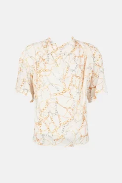 Budget 🛒 Karen Millen Viscose Crepe Chain Cowl Neck Woven Top 🔔 -Workwear Shop bkk01063 ivory xl 3