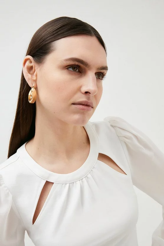 Flash Sale 😉 Karen Millen Georgette Sleeve Cut Out Ponte Jersey Top 🌟 2 Flash Sale 😉 Karen Millen Georgette Sleeve Cut Out Ponte Jersey Top 🌟 - Image 2