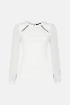 Flash Sale 😉 Karen Millen Georgette Sleeve Cut Out Ponte Jersey Top 🌟 10 Flash Sale 😉 Karen Millen Georgette Sleeve Cut Out Ponte Jersey Top 🌟 -Workwear Shop bkk01722 ivory xl 3