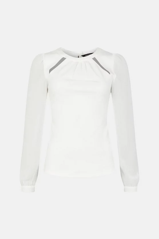 Flash Sale 😉 Karen Millen Georgette Sleeve Cut Out Ponte Jersey Top 🌟 4 Flash Sale 😉 Karen Millen Georgette Sleeve Cut Out Ponte Jersey Top 🌟 - Image 4