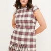 Promo 🔥 Karen Millen Plus Size Check Pleated Cap Sleeve Mini 👗 Dress 👍
