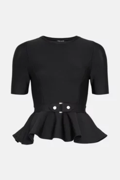 Deals ⭐ Karen Millen Trimmed Waist Peplum Bandage Detail Top ⌛ -Workwear Shop bkk02838 black xl 3