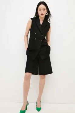 Best Sale 🔥 Karen Millen Cotton Sateen Wide Leg Shorts 🛒