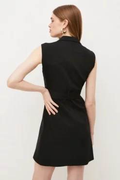 Budget 👏 Karen Millen Cotton Sateen Sleeveless Belted Mini 👗 Dress 🤩 -Workwear Shop bkk02845 black xl 2