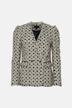 Hot Sale 😀 Karen Millen Polka Dot Boucle Jacket 🥰 -Workwear Shop bkk02895 mono xl 3