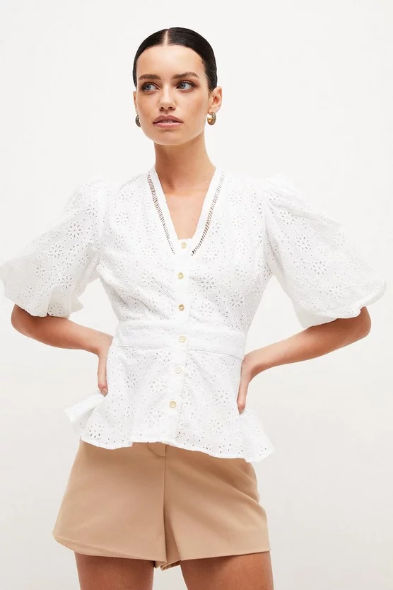 Best Pirce 🥰 Karen Millen Petite Cotton Broderie Woven Blouse 🛒 1 Best Pirce 🥰 Karen Millen Petite Cotton Broderie Woven Blouse 🛒