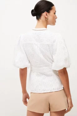 Best Pirce 🥰 Karen Millen Petite Cotton Broderie Woven Blouse 🛒 7 Best Pirce 🥰 Karen Millen Petite Cotton Broderie Woven Blouse 🛒 -Workwear Shop bkk03353 white xl 2