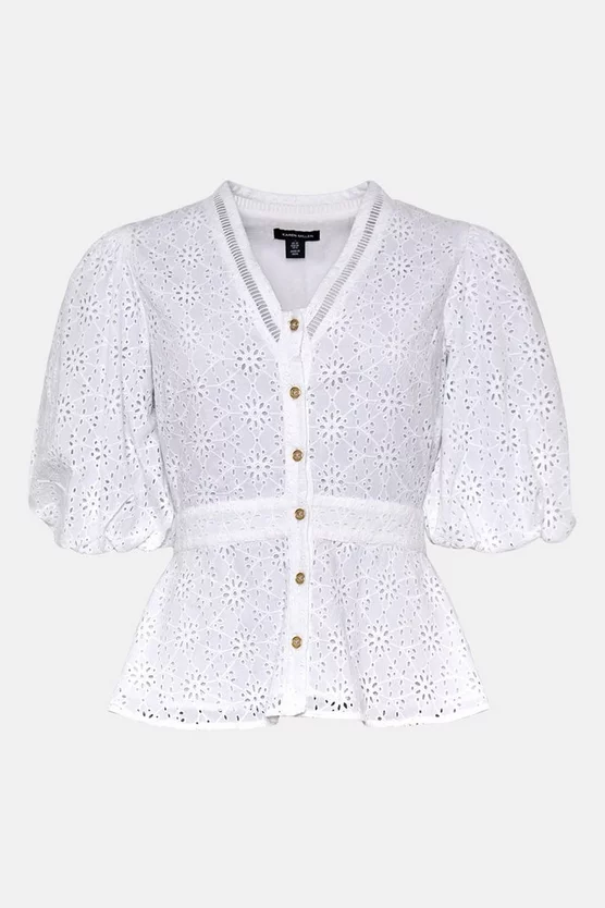 Best Pirce 🥰 Karen Millen Petite Cotton Broderie Woven Blouse 🛒 4 Best Pirce 🥰 Karen Millen Petite Cotton Broderie Woven Blouse 🛒 - Image 4