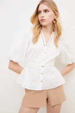Deals 🤩 Karen Millen Cotton Broderie Woven Blouse 🛒