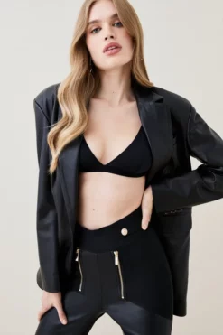 Hot Sale 🧨 Karen Millen Pu Bandage Knit High Waisted Trouser ⭐ -Workwear Shop bkk03649 black xl 2