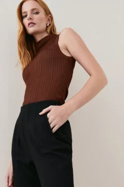 Deals 😉 Karen Millen Slim Fit Crop Darted Waist Tailored Trouser 🌟 -Workwear Shop bkk03698 black xl 2