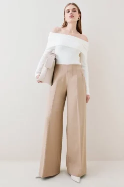 New 🧨 Karen Millen Essential Mid Rise Wide Leg Darted Trouser 🥰