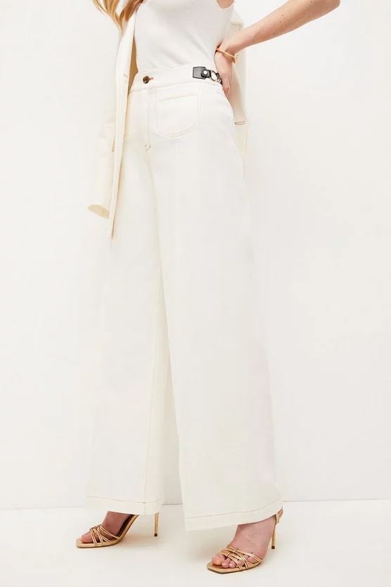 Promo 🔔 Karen Millen Cotton Snaffle Trim Wide Leg Trouser ⌛ 2 Promo 🔔 Karen Millen Cotton Snaffle Trim Wide Leg Trouser ⌛ - Image 2