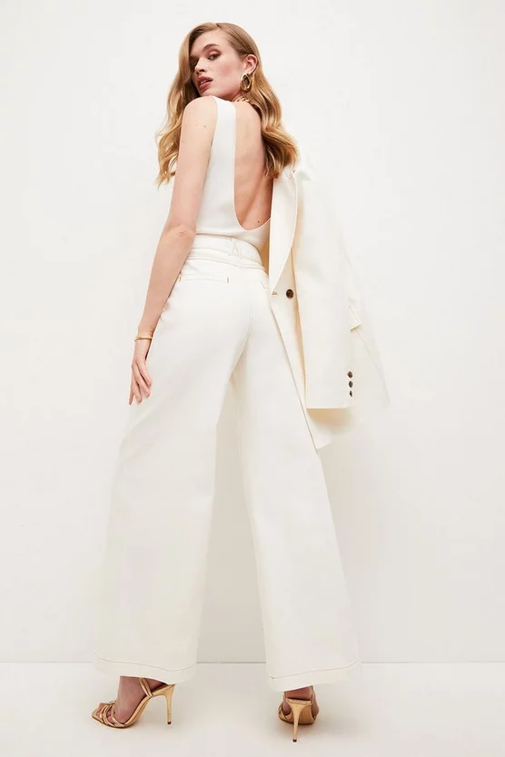 Promo 🔔 Karen Millen Cotton Snaffle Trim Wide Leg Trouser ⌛ 3 Promo 🔔 Karen Millen Cotton Snaffle Trim Wide Leg Trouser ⌛ - Image 3