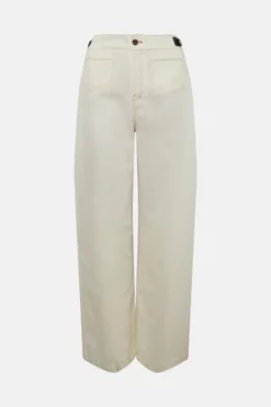 Promo 🔔 Karen Millen Cotton Snaffle Trim Wide Leg Trouser ⌛ 10 Promo 🔔 Karen Millen Cotton Snaffle Trim Wide Leg Trouser ⌛ -Workwear Shop bkk04130 ivory xl 3