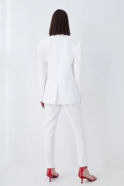 Budget 😀 Karen Millen Tailored Slim Leg Trousers 👍 -Workwear Shop bkk04135 ivory xl 2